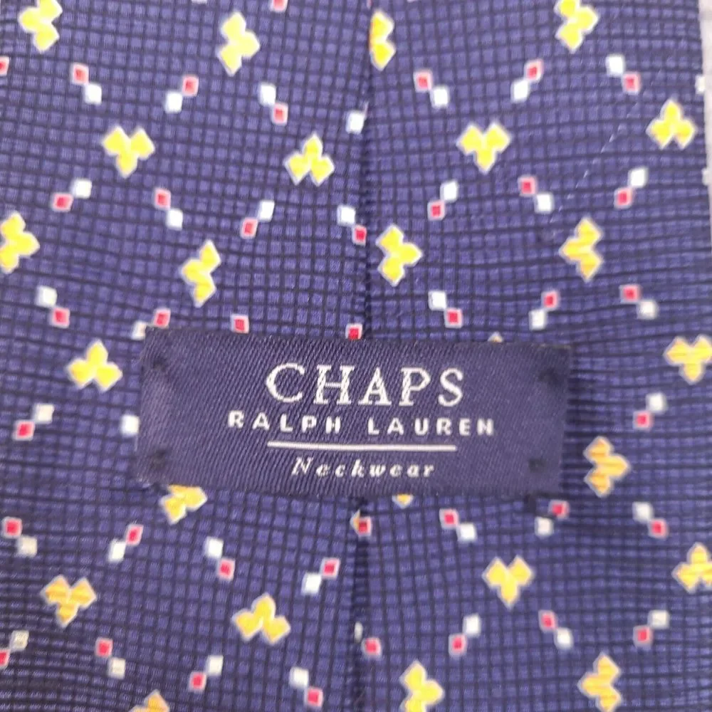 Vintage Chaps Ralph Lauren‎ Men's Tie Silk Blue Necktie Office Work USA Made